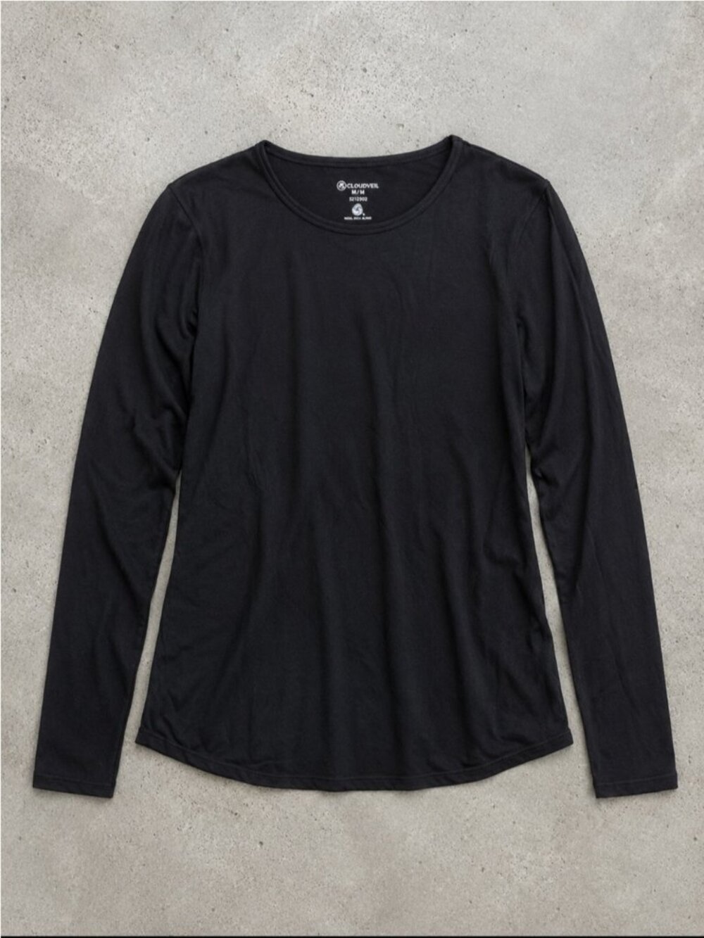 Cloudveil Merino Wool Blend Long Sleeve Base Layer Shirt Woman Medium Black